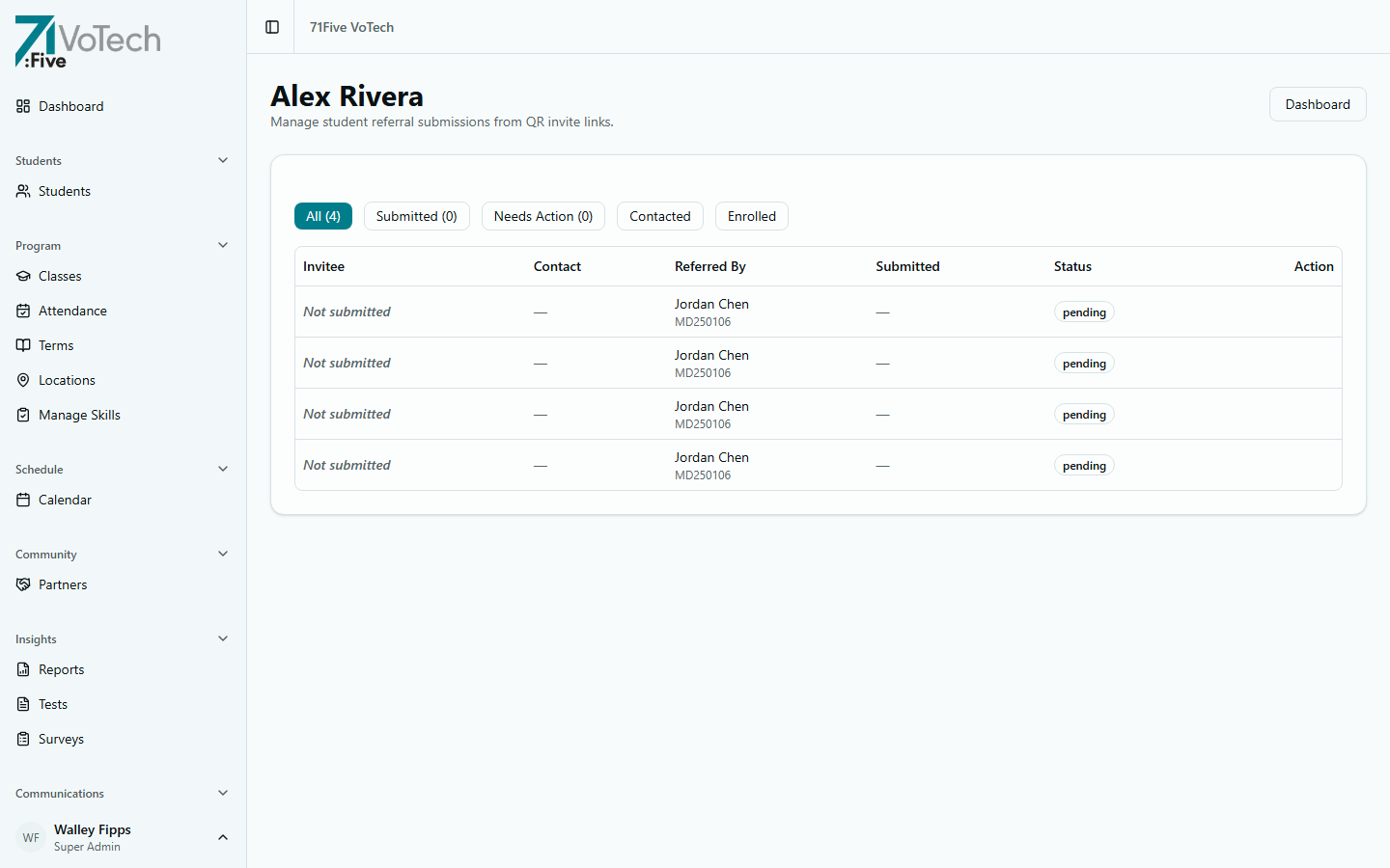 Invites management (light theme)