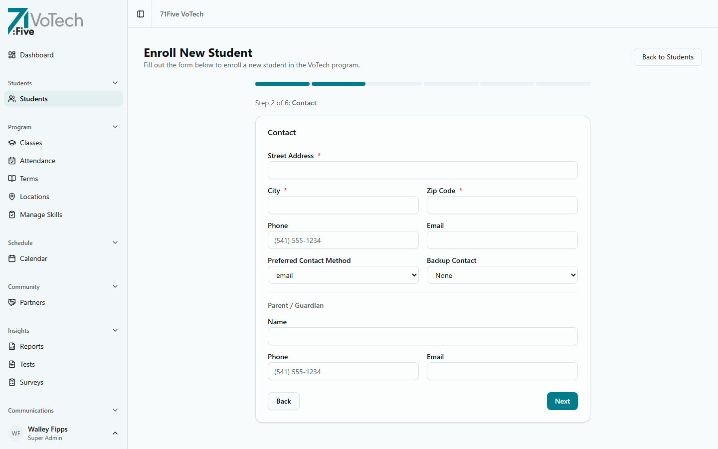 Step 2 — Contact details (light theme)