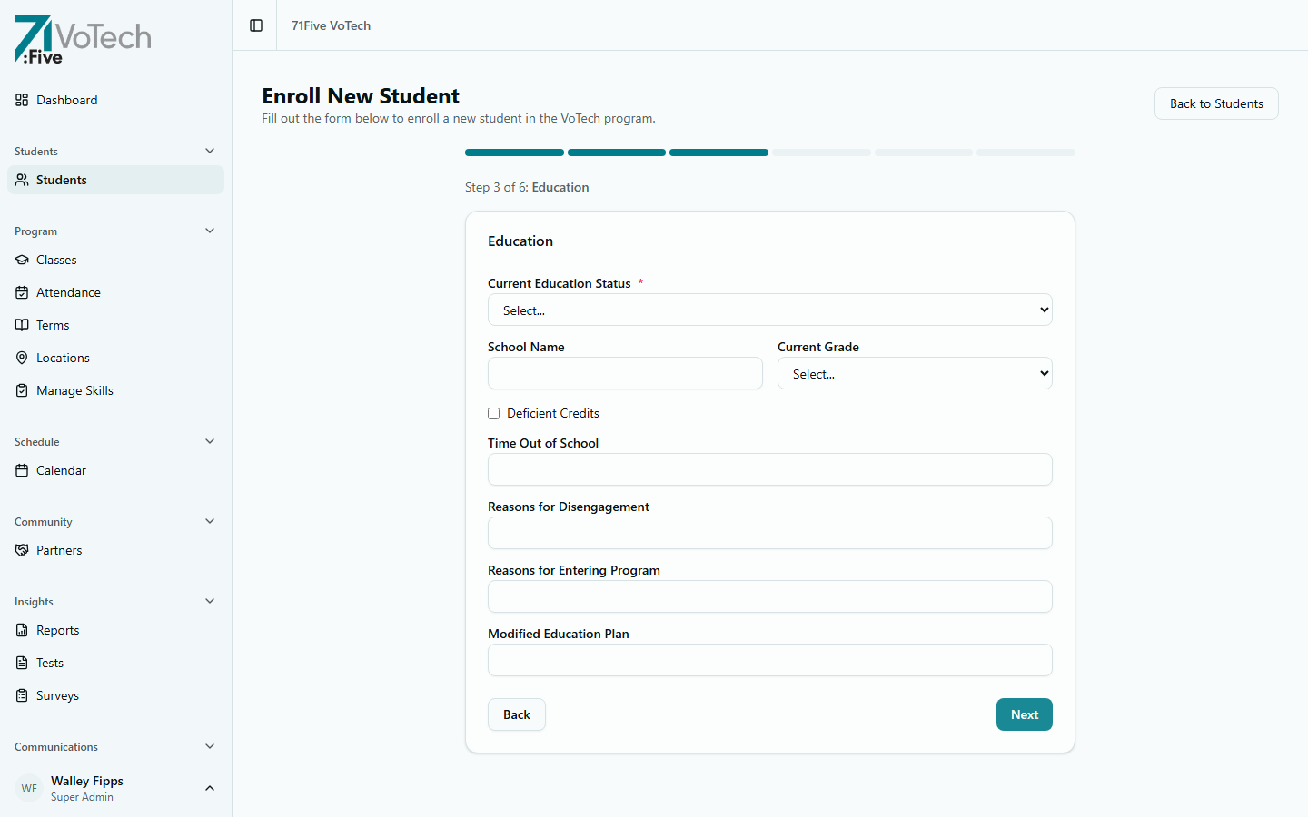 Step 3 — Education background (light theme)