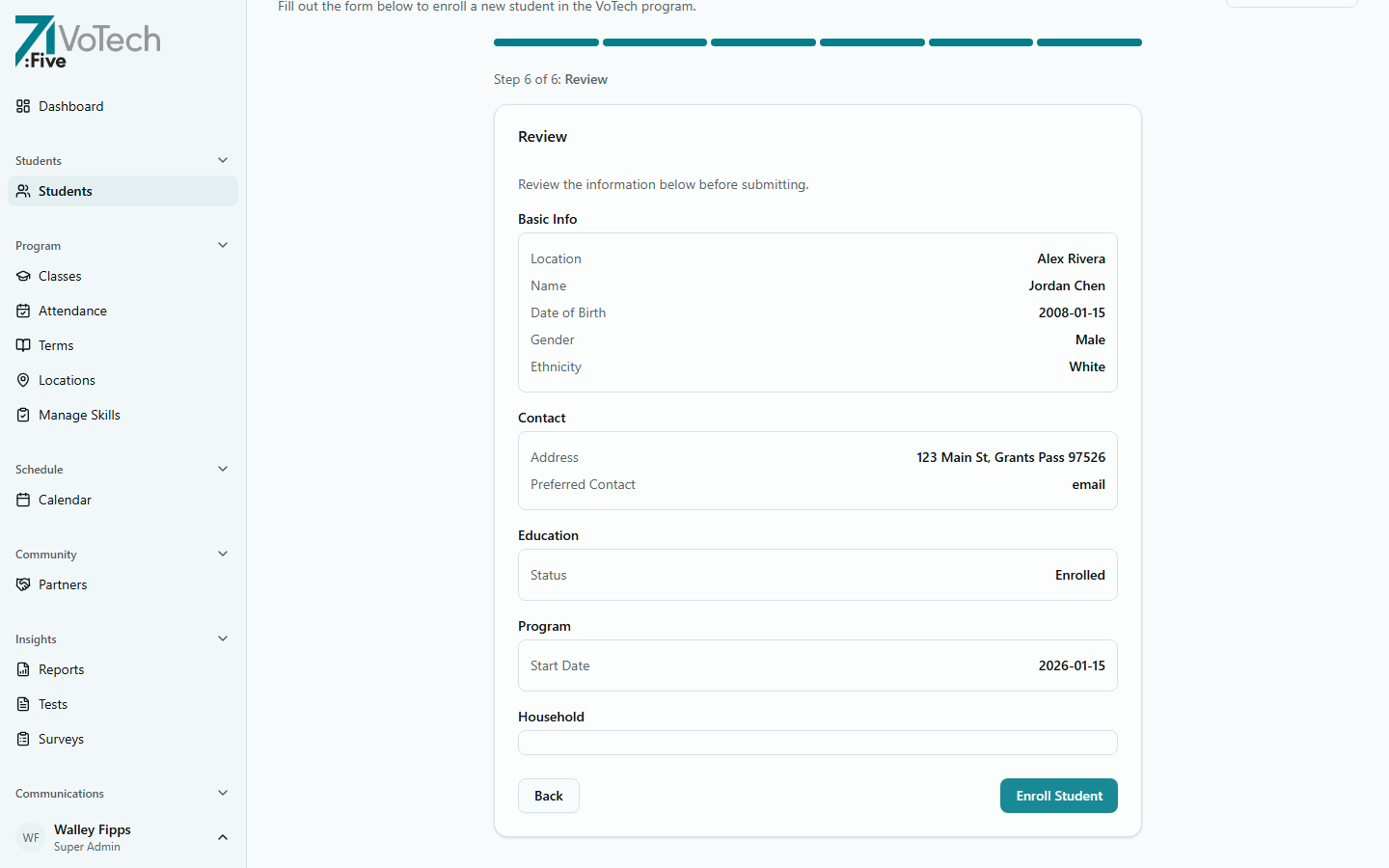 Step 6 — Review before submitting (light theme)